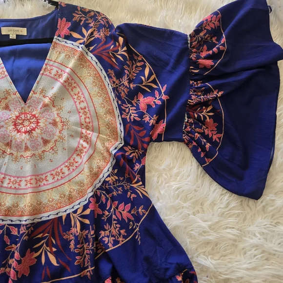 Anthropologie Blue and Pink Floral Tunic - Picture 3 of 13